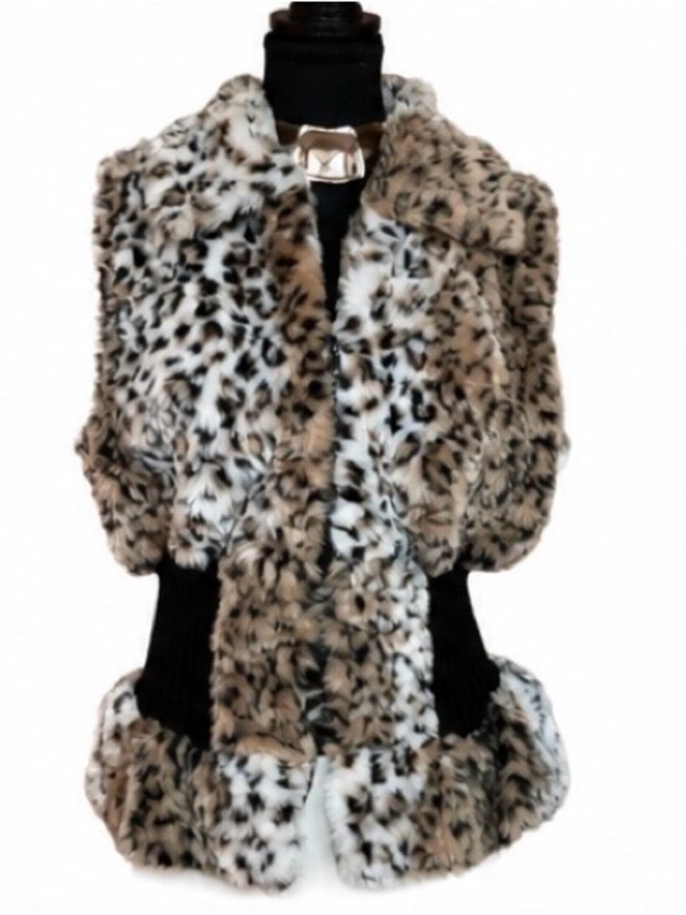Sioni Leopard Print Faux Fur Teddy Jacket Size Large